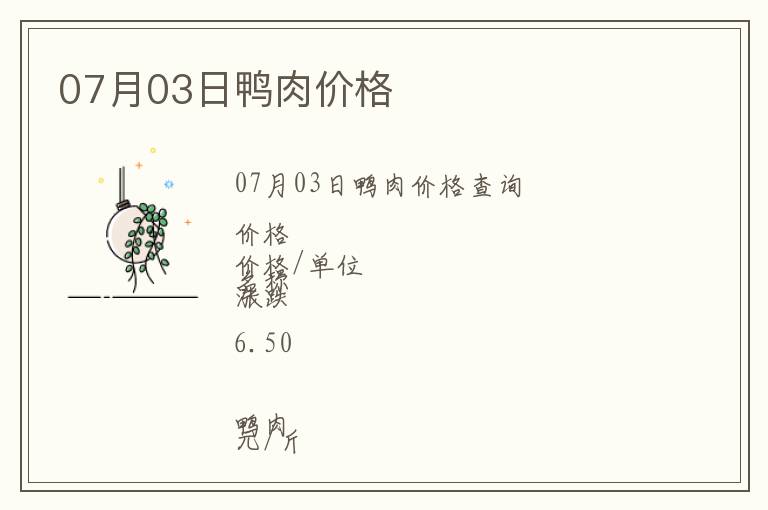 07月03日鴨肉價(jià)格