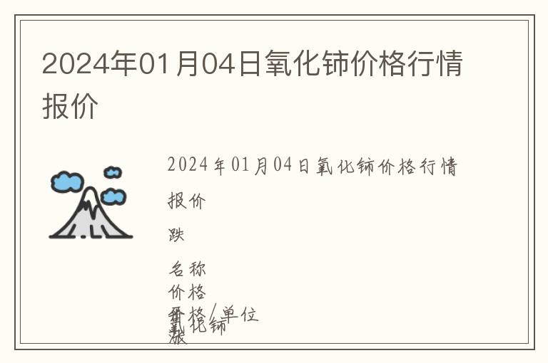 2024年01月04日氧化鈰價格行情報價