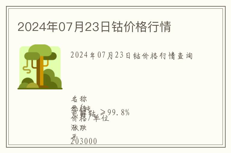 2024年07月23日鈷價(jià)格行情