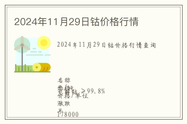 2024年11月29日鈷價格行情