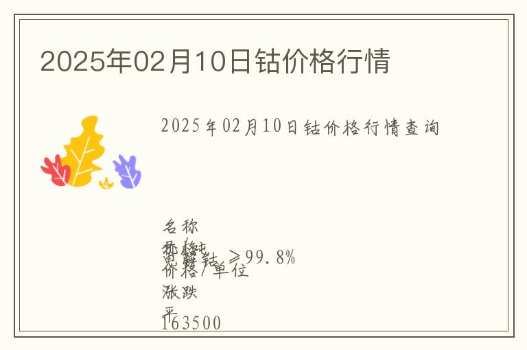 2025年02月10日鈷價(jià)格行情