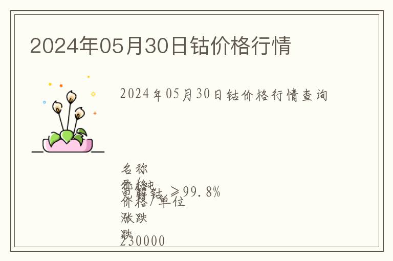2024年05月30日鈷價格行情